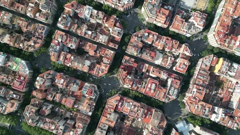 Aerial view of Barcelona Eixample residential district Stock Footage 244814004
