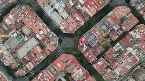 Aerial view of Barcelona Eixample residential district Stock Footage 244814709