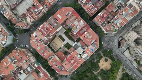 Aerial view of Barcelona Eixample residential district Stock Footage 244814833