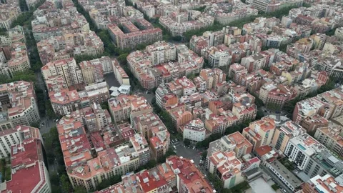 Aerial view of Barcelona Eixample residential district Stock Footage 244814941