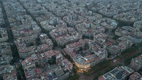 Aerial view of Barcelona Eixample residential district Stock Footage 244881218