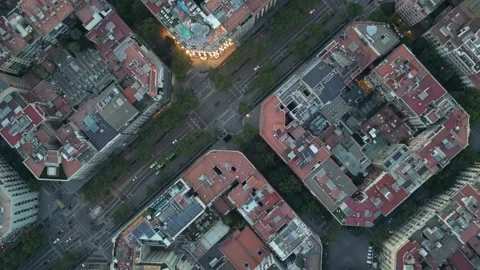 Aerial view of Barcelona Eixample residential district Stock Footage 244881473