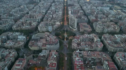 Aerial view of Barcelona Eixample residential district Stock Footage 244881493