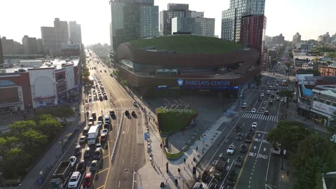 Aerial of Barclays Center, Downtown Broo, Stock Video