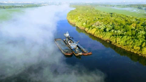 Aerial view of the barge Stock Footage 246247603