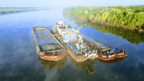 Aerial view of barge Stock Footage 246247693