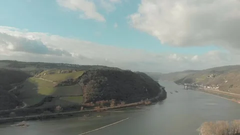 Aerial View Of A Barge Transporting Cargo Across A River With Roads. Video stock 297921236
