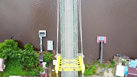 Aerial view of the Barito Bridge on the border of South Kalimantan and Cent.. Stock Footage 301655021