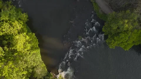 Aerial view of Barron River rapids in Mareeba, Australia. Stock Footage 341422201