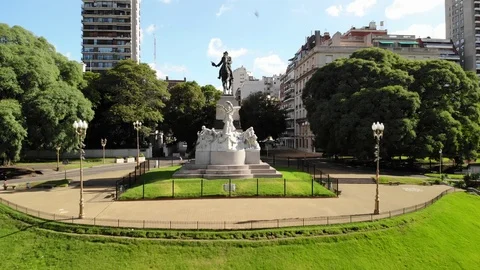 Aerial view of Bartolomé Mitre monument in Recoleta, Buenos Aires, Argentina Stock Footage 126510356