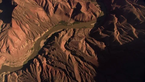 Aerial View Of Basalt Cliffs And Unkar Delta In Gran Canyon Stock Footage 108619213