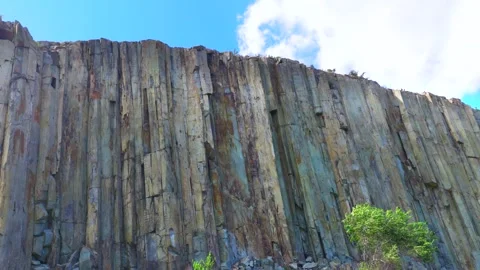 Aerial view of basalt columnar jointing rock formations at Mashan Stone Forest Vídeo Stock 345630185
