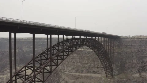 Aerial View of Base Jumpers on Perrine Bridge, Twin Falls, Idaho USA. Stock Footage 180413767