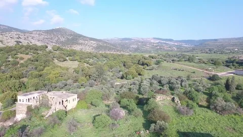 Aerial view of Base of Mt Hermon near Banias. Golan. Israel. DJI-0018-02 스톡 동영상 78776957