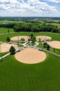 Aerial View of Baseball Complex in Rural Illinois Stock Photos