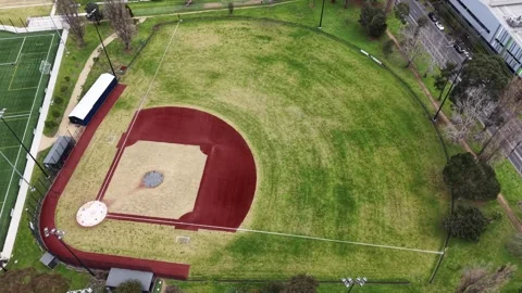 Aerial view of a baseball field diamond in a park 스톡 동영상 342327509