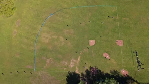 Aerial View of Baseball Field set within the New Forest Stock Footage 333072771