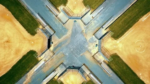 Aerial view Baseball Fields Complex in Little Town 4K Video stock 95090029