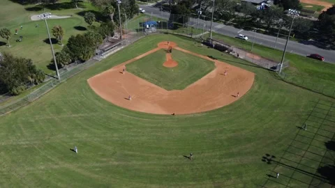 Aerial View of Baseball Practice Stock Footage 170587443