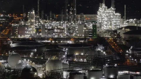 Aerial view of BASF industrial complex, Germany. Stock Footage 333373922