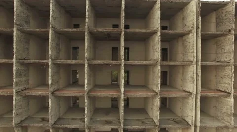 AERIAL VIEW. Basic Structure Of Unfinished Holiday Hotel Building Stock Footage 60750140