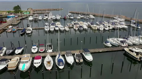 Aerial view of Bastad harbour Stock Footage 156447386