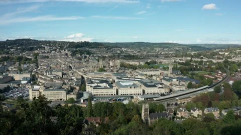 Aerial view of the Bath Skyline Stock Footage 140354180