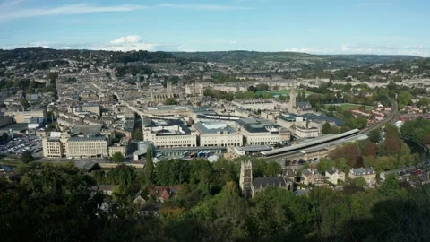 Aerial view of the Bath Skyline Stock Footage 140449528