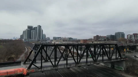 Aerial view of Bathurst bridge Stock Footage 146616985