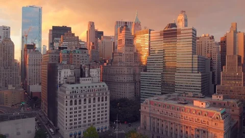 Aerial view of Battery park of New York Stock Footage 93241553