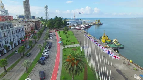 Aerial view of Batumi seafront Stock Footage 57920383