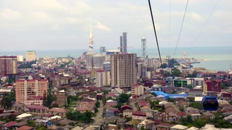 Aerial view of a Batumi from the Tramway Cable Car Видео 65807580