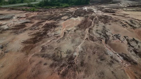 Aerial view of bauxite mining land, Indonesia. Stock Footage 338277764