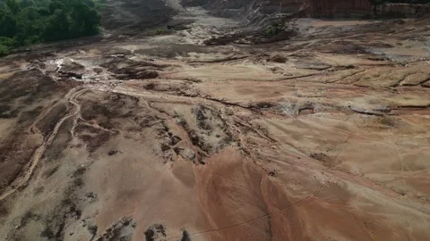 Aerial view of bauxite mining land in Indonesia. Stock Footage 338277776
