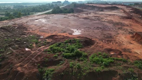 Aerial view of bauxite mining land in Indonesia. Stock Footage 338277857