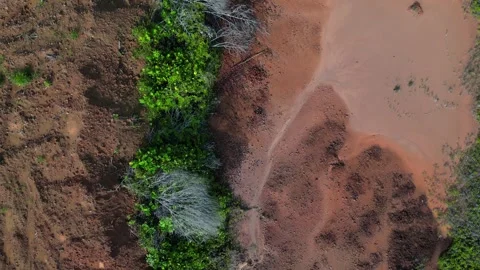 Aerial view of bauxite mining land, Indonesia. Stock Footage 338277874