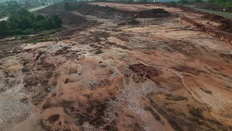 Aerial view of bauxite mining site in Indonesia. Stock Footage 338277846