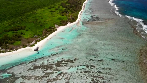 Aerial view on a bay with catamarans between Flat and Gabriel islands Stock Footage 170066481