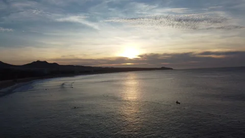 An aerial view of a bay in Los Cabos Stock Footage 278997624