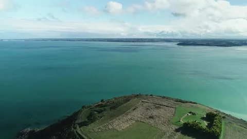 Aerial view of the bay of Saint-Brieuc in october by drone 05 Stock-Footage 296888872
