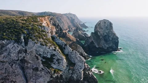 Aerial View Of Beach And Cliffs Stock Footage 304113046