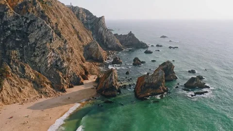Aerial View Of Beach And Cliffs Stock Footage 304113061