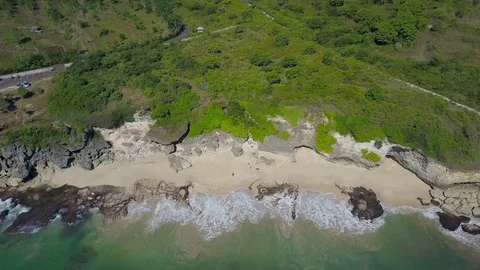 Aerial view on the beach and coast Stock Footage 79522430