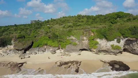 Aerial view on the beach and coast Stock Footage 79523221