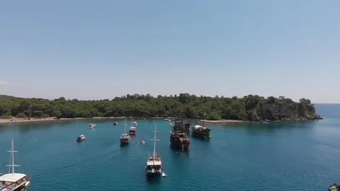 Aerial view on beach and coast of sea,Phaselis beach in Antalya Stock-Footage 101889995