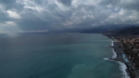 Aerial view of the beach and ocean Stock Footage 328615545