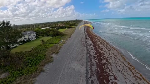 Aerial view of beach and the ocean, United States. Stock Footage 332313208