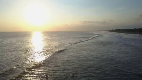 Aerial view on the beach and sunset Stock Footage 79509861