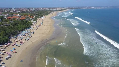 Aerial view on the beach. Bali. Ocean Stock Footage 79506528