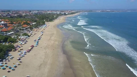 Aerial view on the beach. Bali. Ocean Stock Footage 79507070